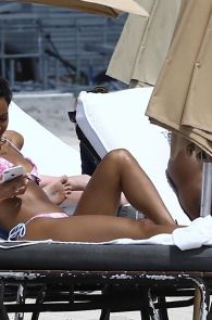 Karrueche Tran Thong Bikini On The Beach In Miami Celebrityslips