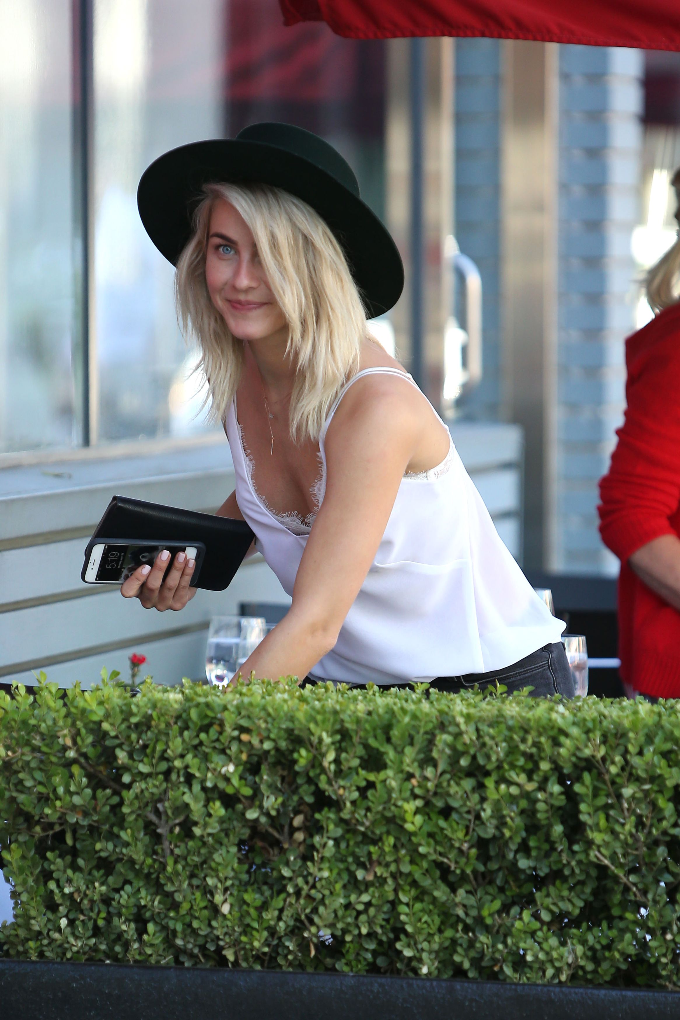 Julianne Hough Downblouse Cleavage While Picking Up A Box